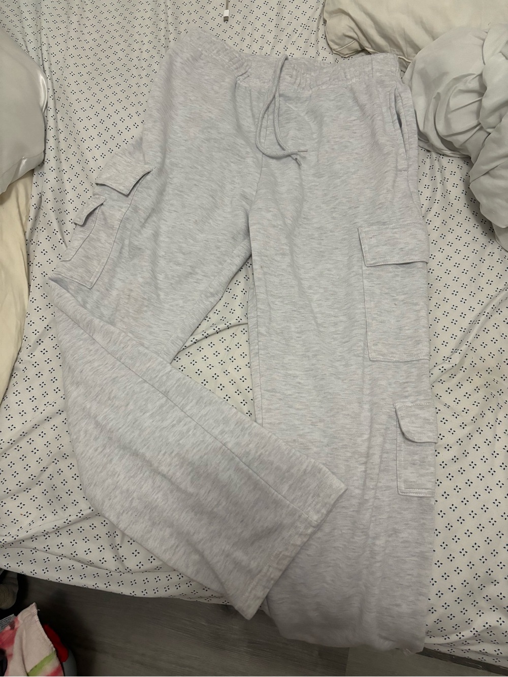 Light Gray Cargo Joggers with Drawstring Waist